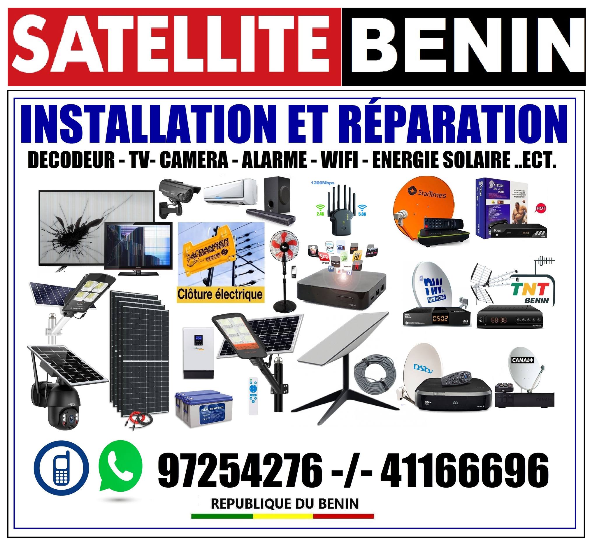 SATELLITE BÉNIN met à votre disposition son expertise professionnelle dans l’achat, l’installation, la maintenance et la réparation de vos équipements électroménagers, électroniques, informatiques, ré